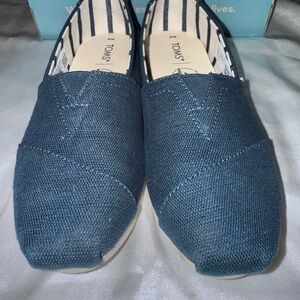 Toms Blue Canvas Slip-On Loafers